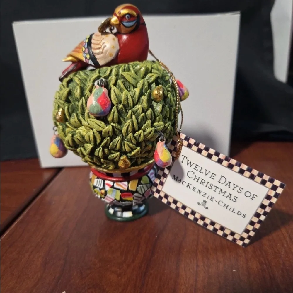MacKenzie-Childs Festive Bird Partridge pear tree Christmas tree Ornament